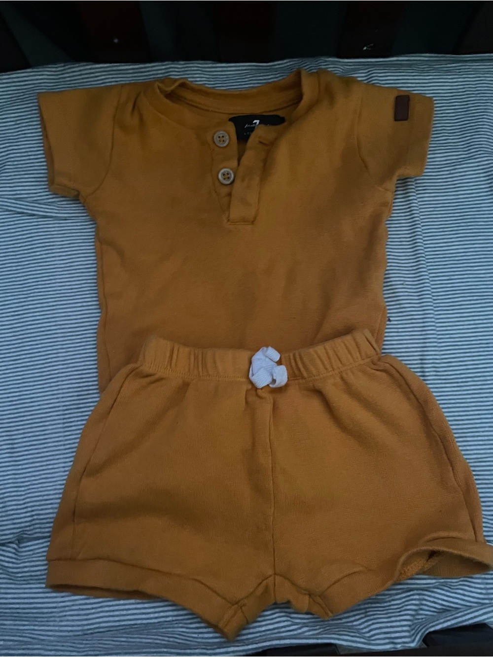 7 Jeans Mustard Short Sleeve Romper Set